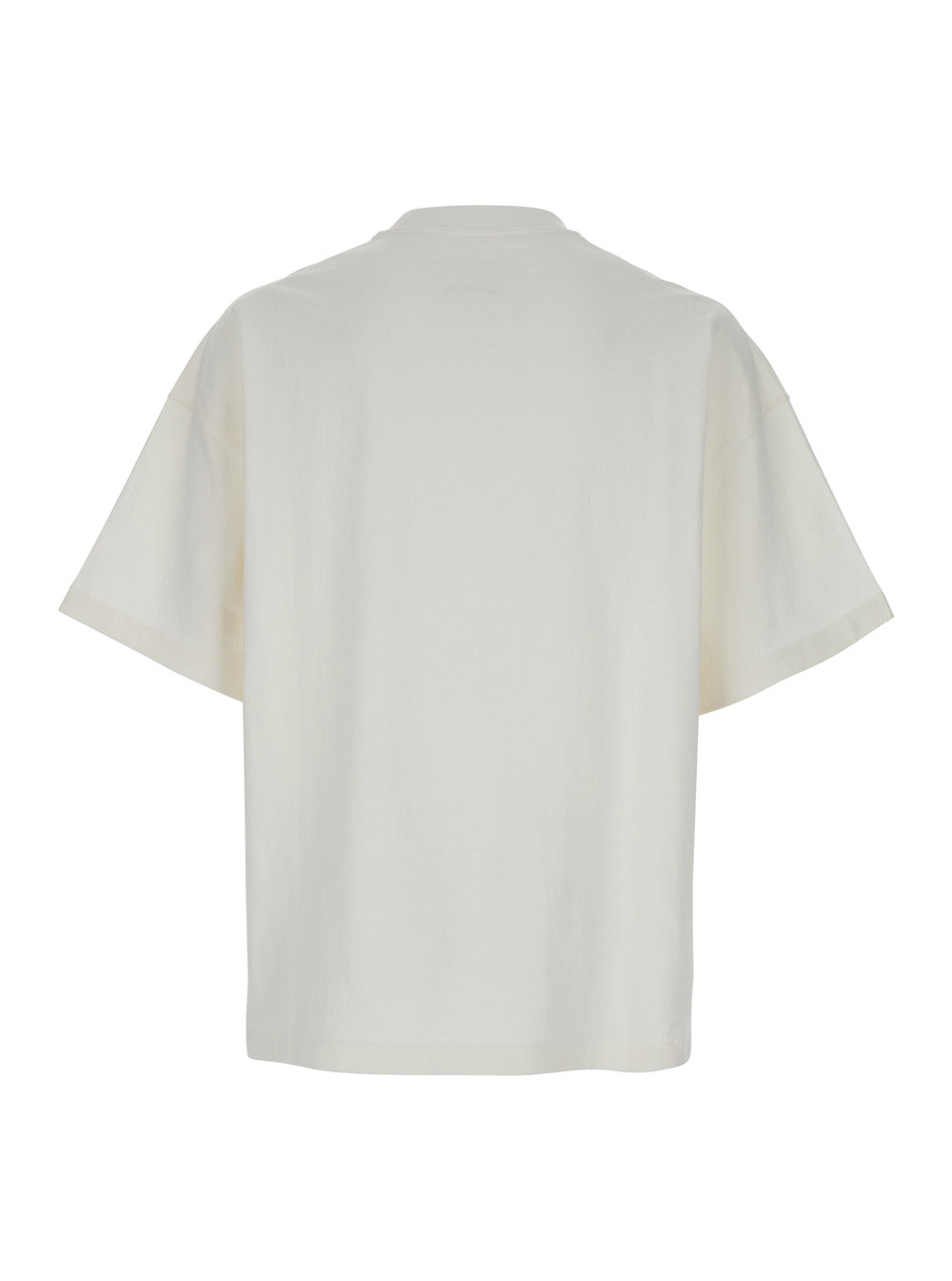 Jil Sander Men White Crewneck T-Shirt With Front Logo Print In Cotton Man
