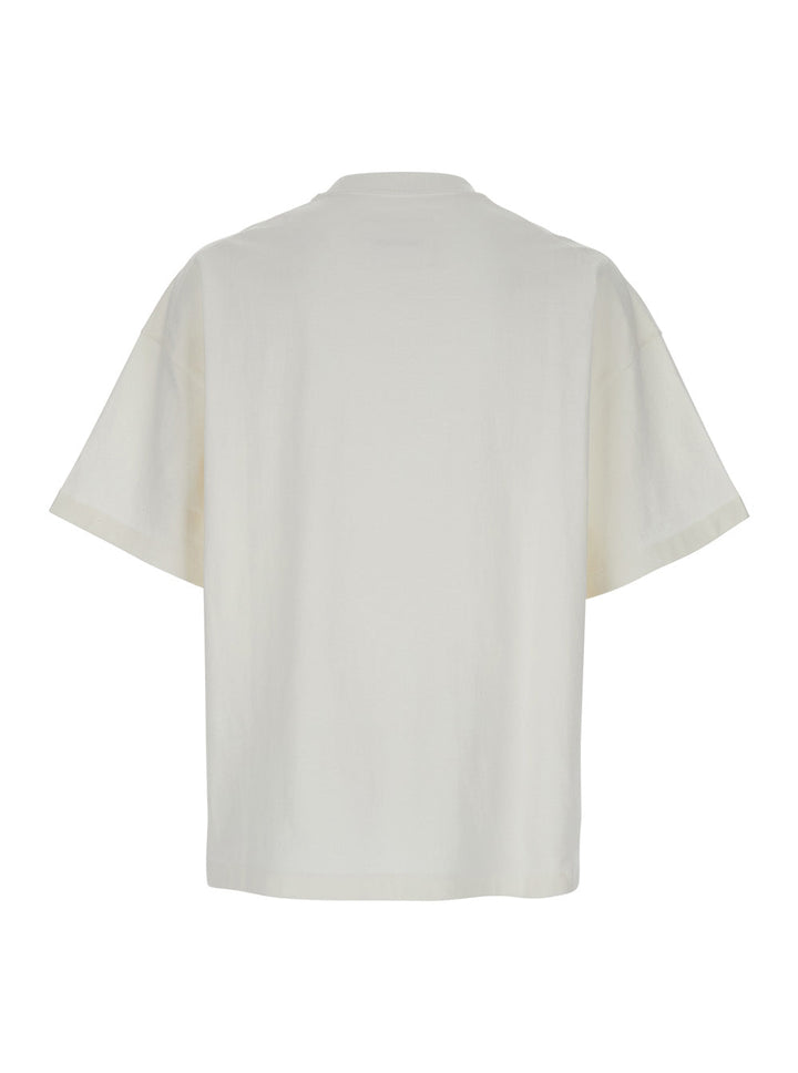 Jil Sander Men White Crewneck T-Shirt With Front Logo Print In Cotton Man