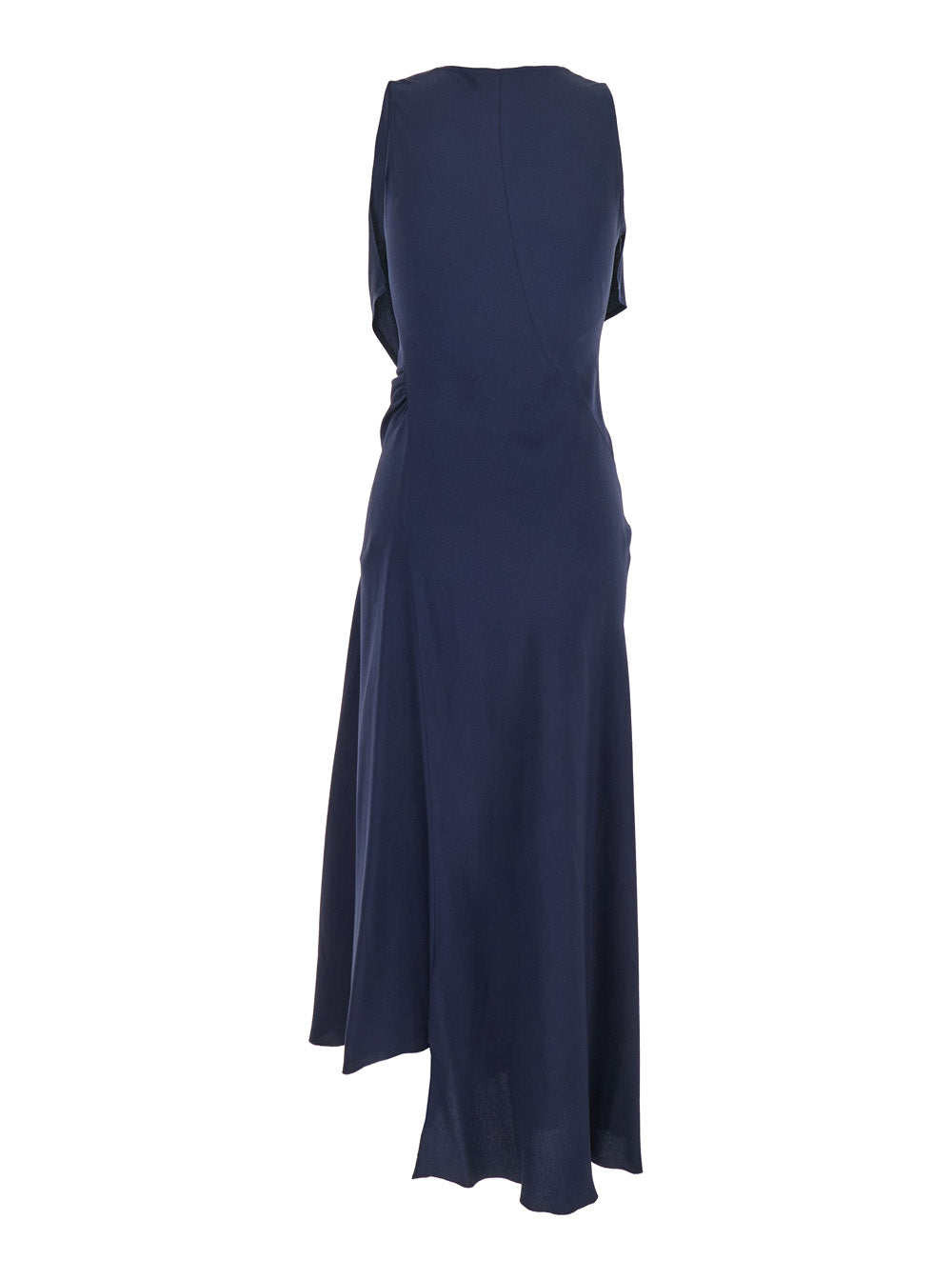 Victoria Beckham Women Blue Sleeveless Long Dress With V Neck In Fabric Woman