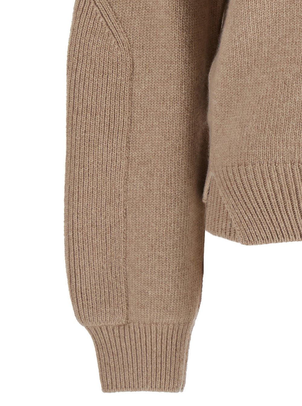 Victoria Beckham Women Beige Knit Sweater With V Neck On Front And Rear In Cashmere And Wool Woman