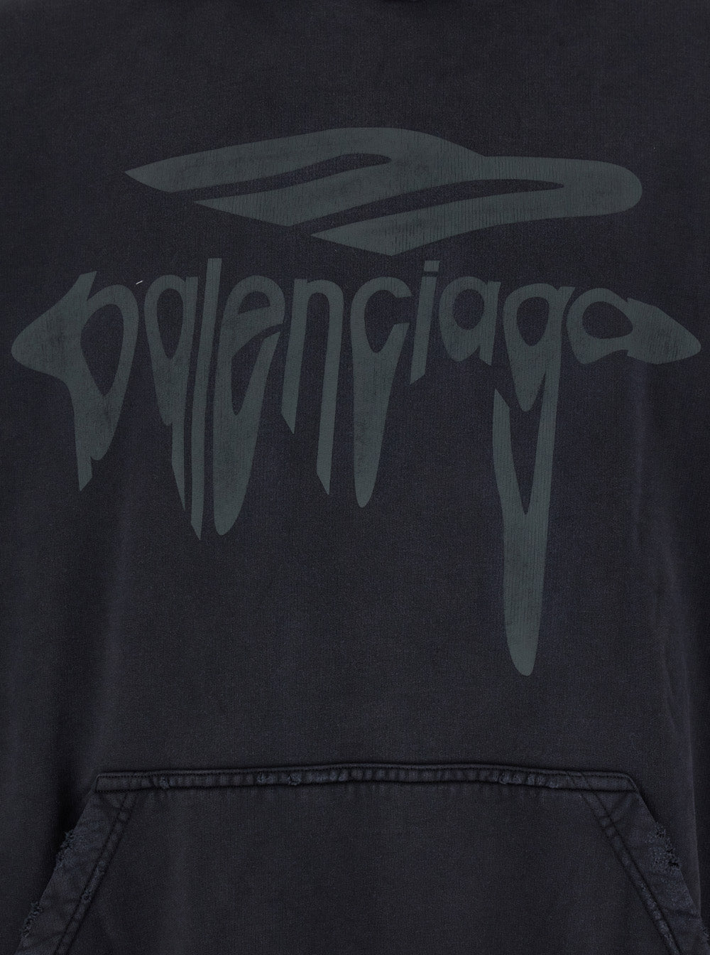 Balenciaga Men '3B Liquified' Black Hooded Sweatshirt With Front Logo In Cotton Man