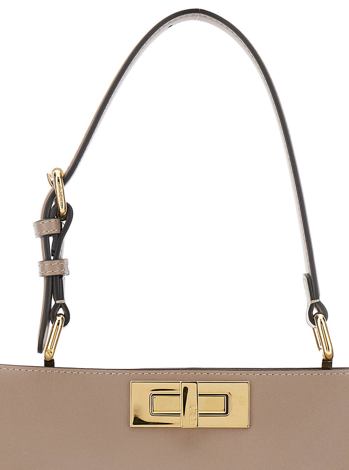 Fendi Women 'Pekaboo Soft Large' Grey Handbag With Twist Lock In Leather Woman