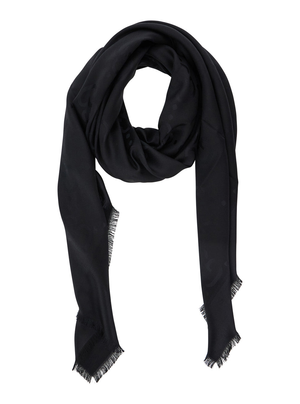 Gucci Women Black Scarf With Gg All-Over Motif In Wool Woman