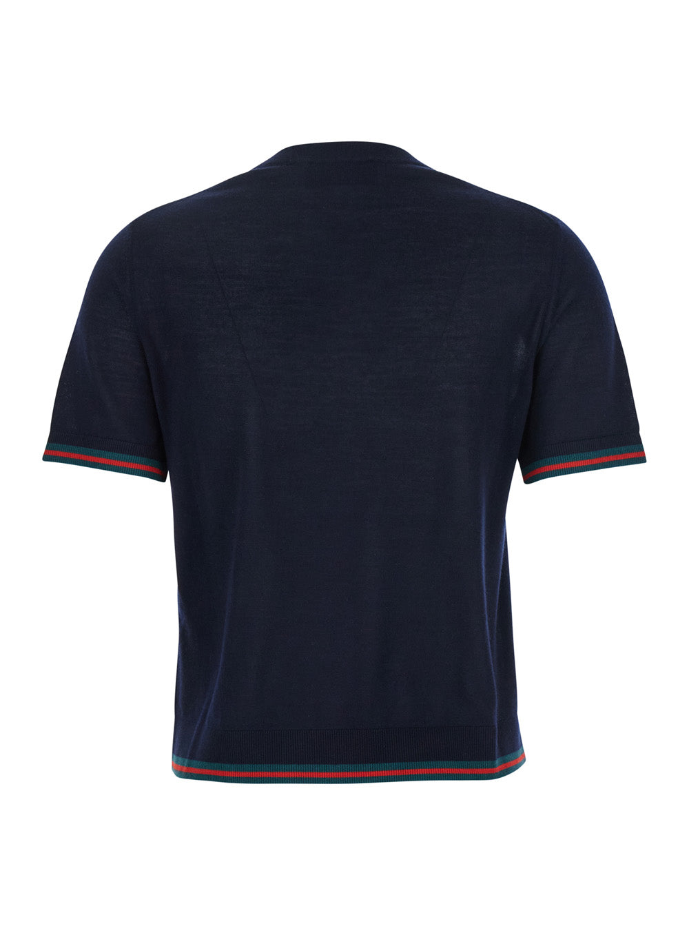 Gucci Women Blue T-Shirt With Web Detail On The Edges In Cashmere And Silk Blend Woman