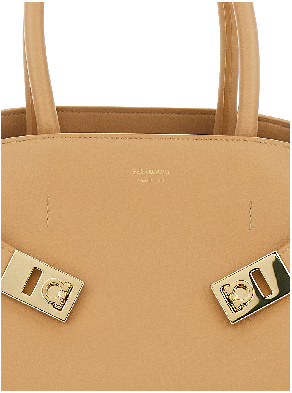 Ferragamo Women 'Hug Small' Beige Shoulder Bag With Logo And Gancini Buckle In Leather Woman
