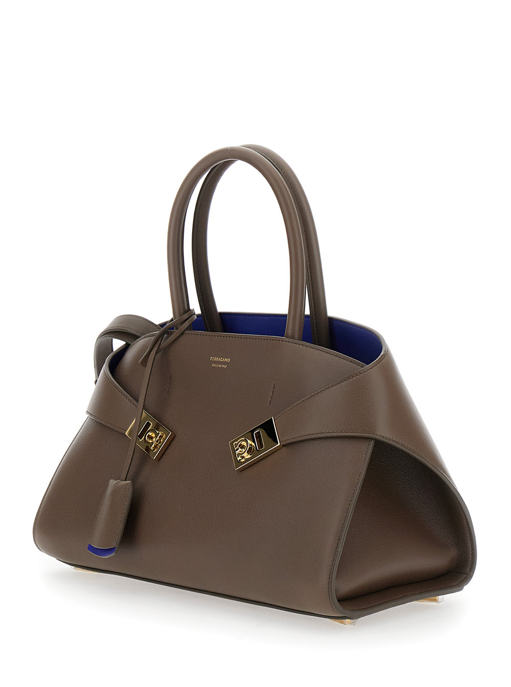 Ferragamo Women 'Hug S' Brown Handbag With Logo And Gancini Buckle In Leather Woman