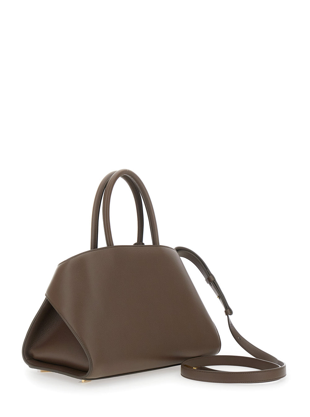Ferragamo Women 'Hug S' Brown Handbag With Logo And Gancini Buckle In Leather Woman