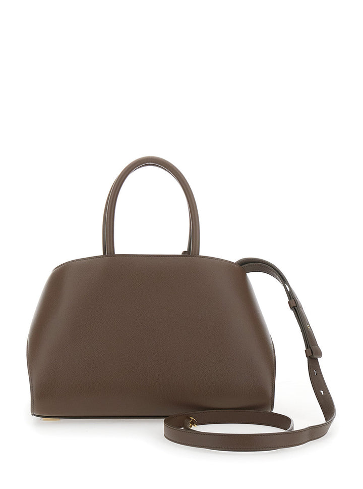 Ferragamo Women 'Hug S' Brown Handbag With Logo And Gancini Buckle In Leather Woman