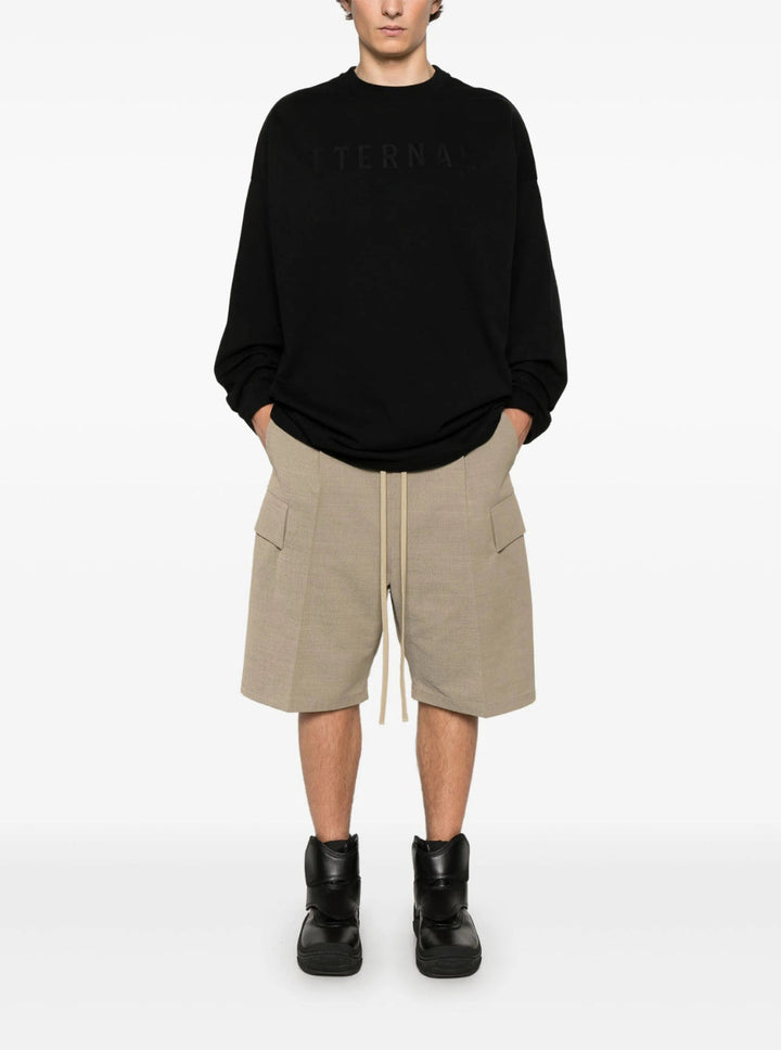 Fear Of God Men Black T-Shirt With Eternal Print On The Front And Logo Patch On The Back In Cotton Man