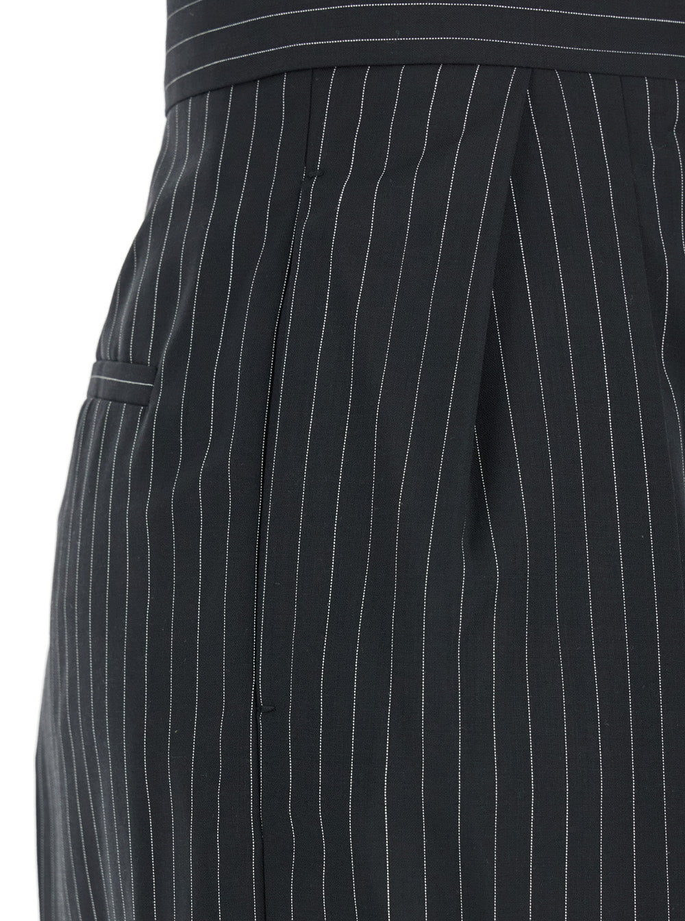 Max Mara Women 'Sesamo' Black Pants With Front Concealed Closure And All-Over Striped Motif In Wool Woman