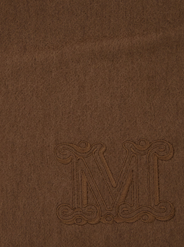 Max Mara Women 'Dalia' Brown Rectangular Scarf With Logo Embroidery On The Front And Fringed Hem In Cashmere Woman