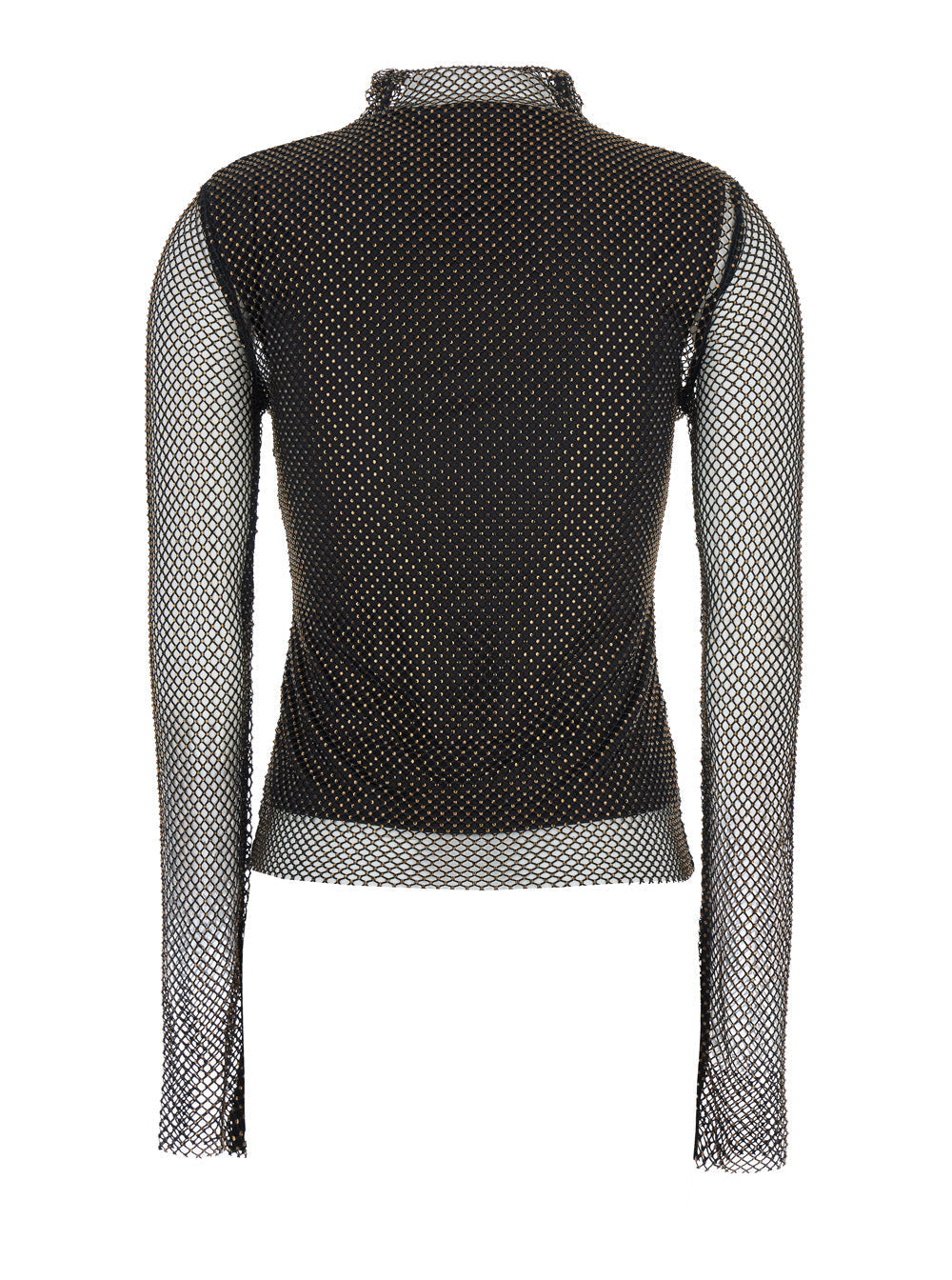 Sportmax Women 'Gerarda' Black High Neck Top With Mesh Panels And Layered Design In Tech Fabric Woman
