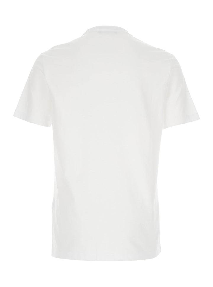 Versace Men White Crewneck T-Shirt With Medusa Embroidery On The Front In Cotton Man