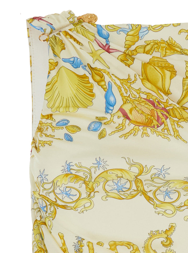 Versace Women 'Underwater Barocco' Multicolor Sleeveless Dress With Tie Detail On The Sleeve And All-Over Barocco Motif In Viscose Woman