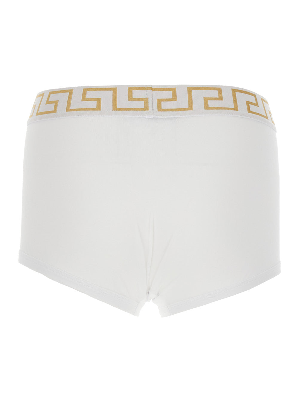 Versace Men White Slip With Elastic Waist And Greca Motif In Cotton Stretch Man