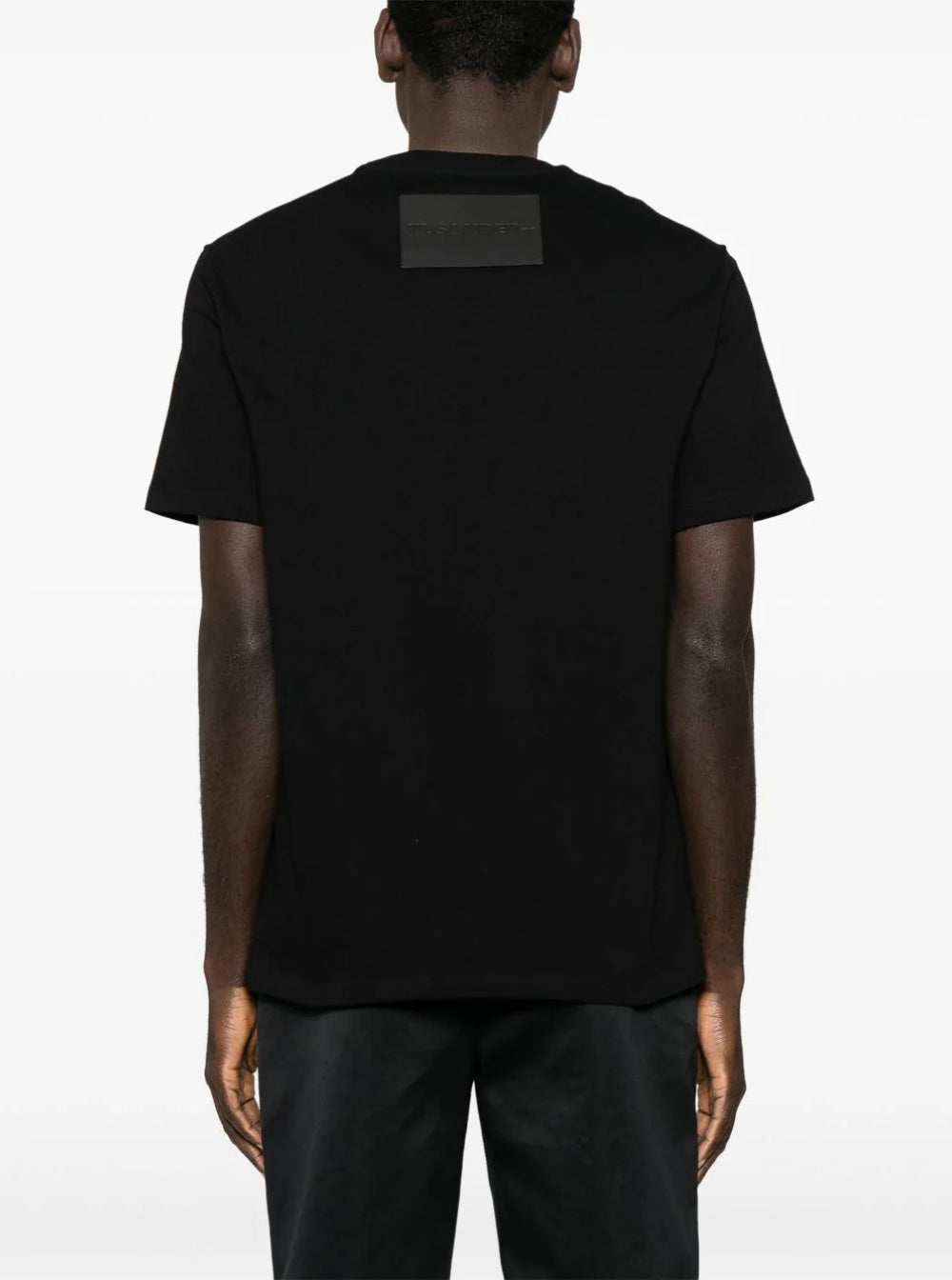 Jil Sander Men Black Crewneck T-Shirt With Logo Patch On The Rear In Cotton Man