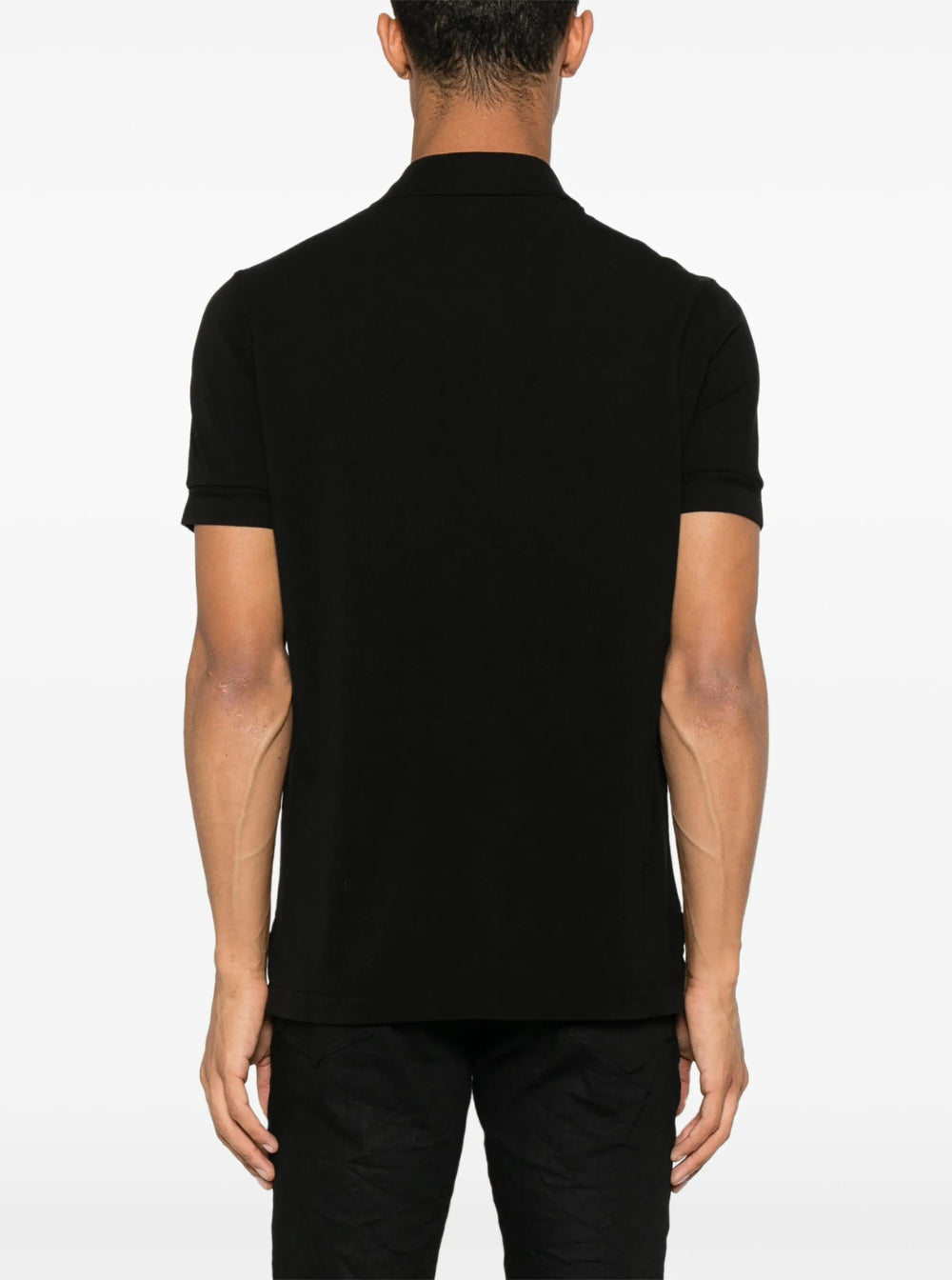Tom Ford Men Black Polo Shirt With Classic Collar In Cotton Blend Man
