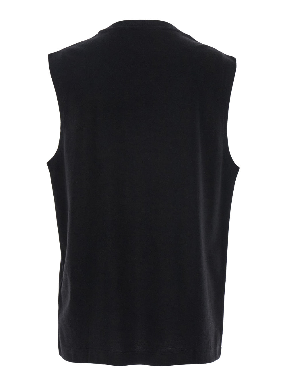 Balmain Men Black Crewneck Sleeveless Top With Logo Lettering Embroidery On The Front In Cotton Man