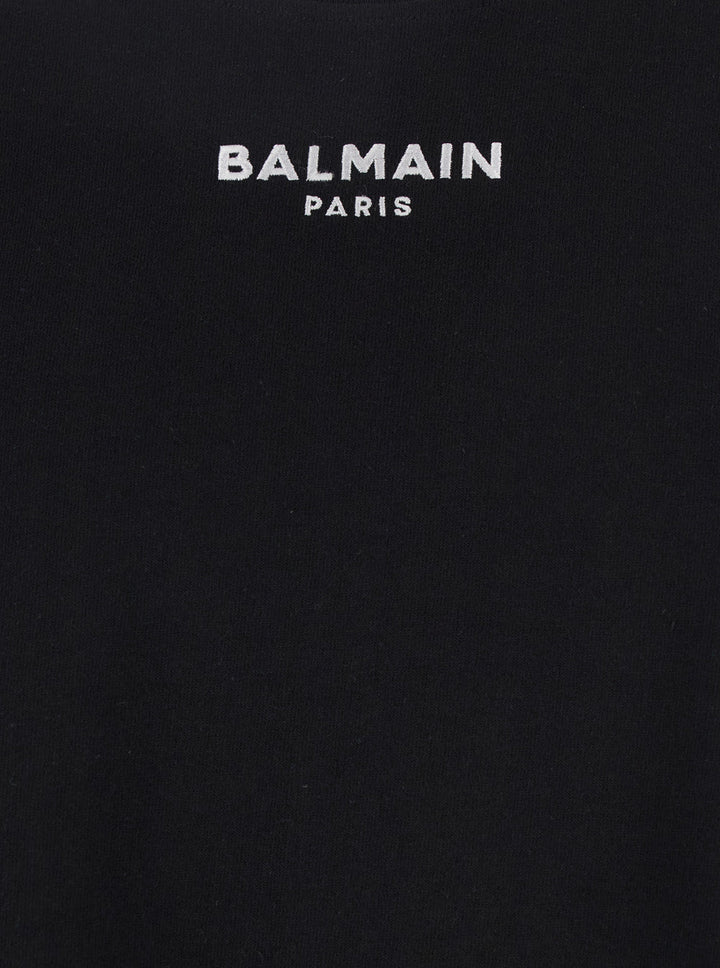 Balmain Men Black Crewneck Sleeveless Top With Logo Lettering Embroidery On The Front In Cotton Man