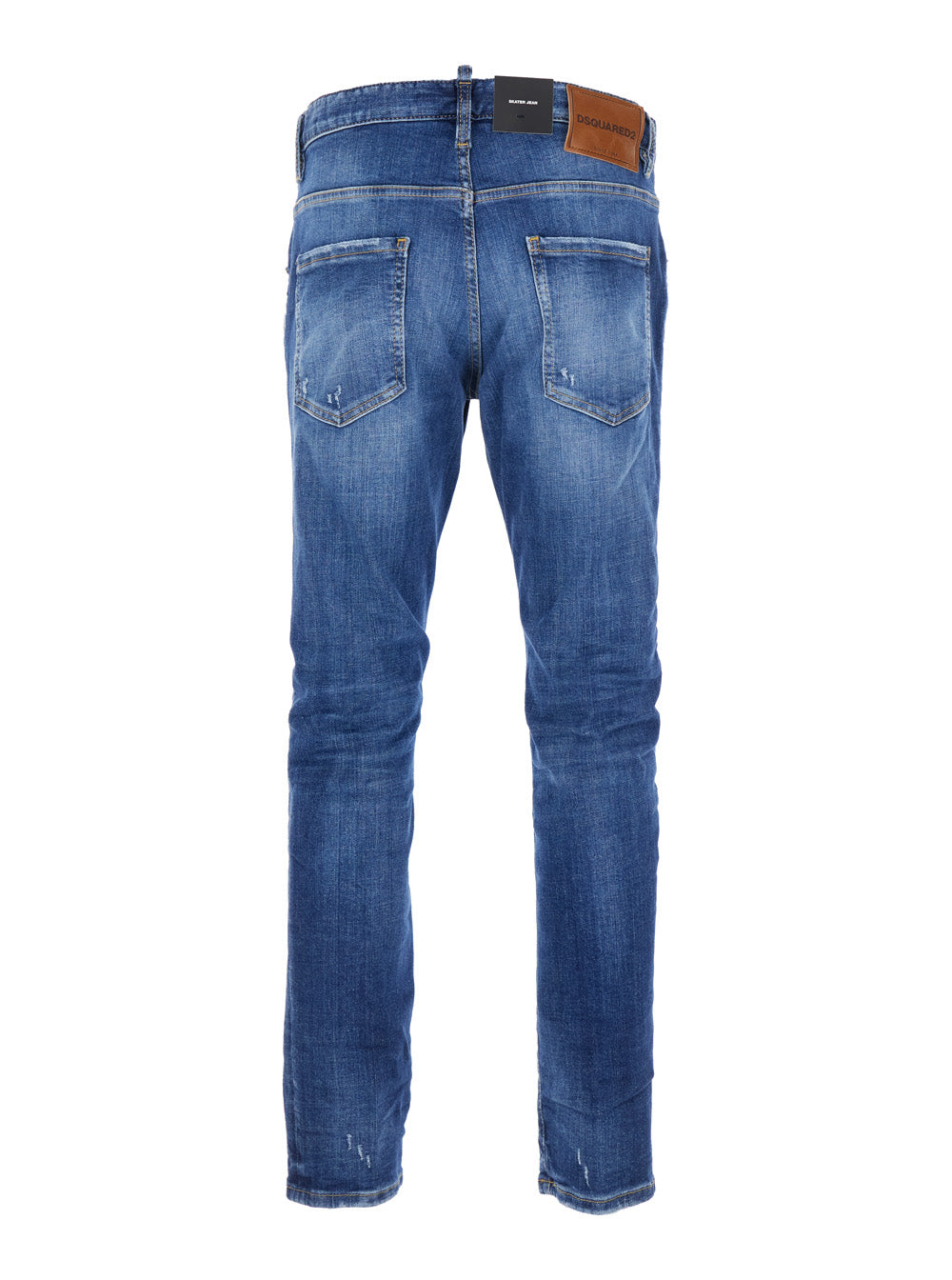 Dsquared2 Men Blue Jeans With Ripped Details And Logo Patch On The Rear In Denim Man