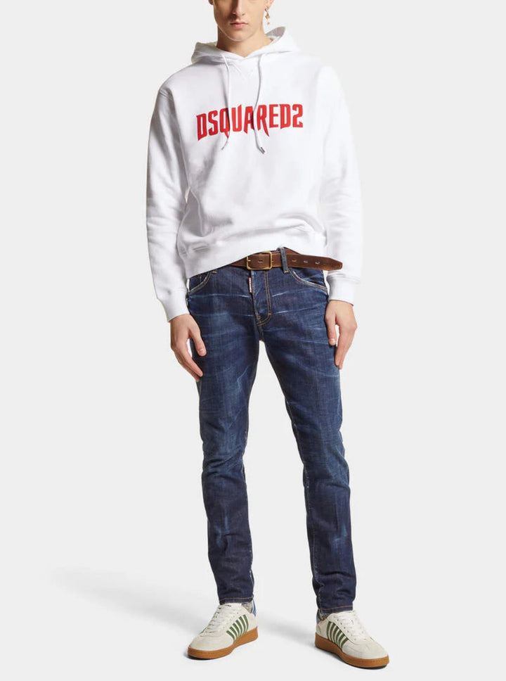 Dsquared2 Men Blue Jeans With Belt Loops And Logo Patch On The Rear In Denim Man
