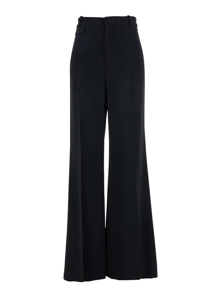 Chloé Women Black Pants With High Waist And Wide Leg In Viscose Blend Stretch Woman