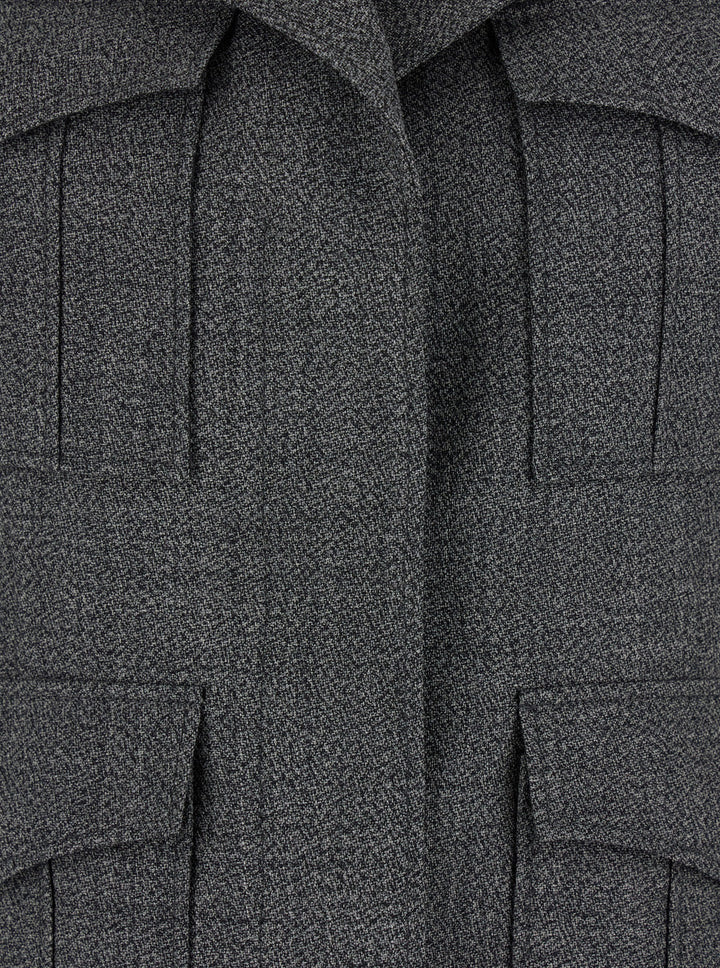Alexander Mcqueen Women Grey Jacket With Wide Notched Revers In Wool Woman