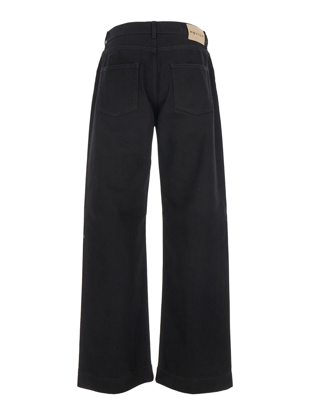 Alexander Mcqueen Men Black Jeans With Belt Loops And Logo Patch On The Rear In Denim Man