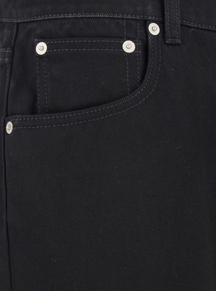 Alexander Mcqueen Men Black Jeans With Belt Loops And Logo Patch On The Rear In Denim Man