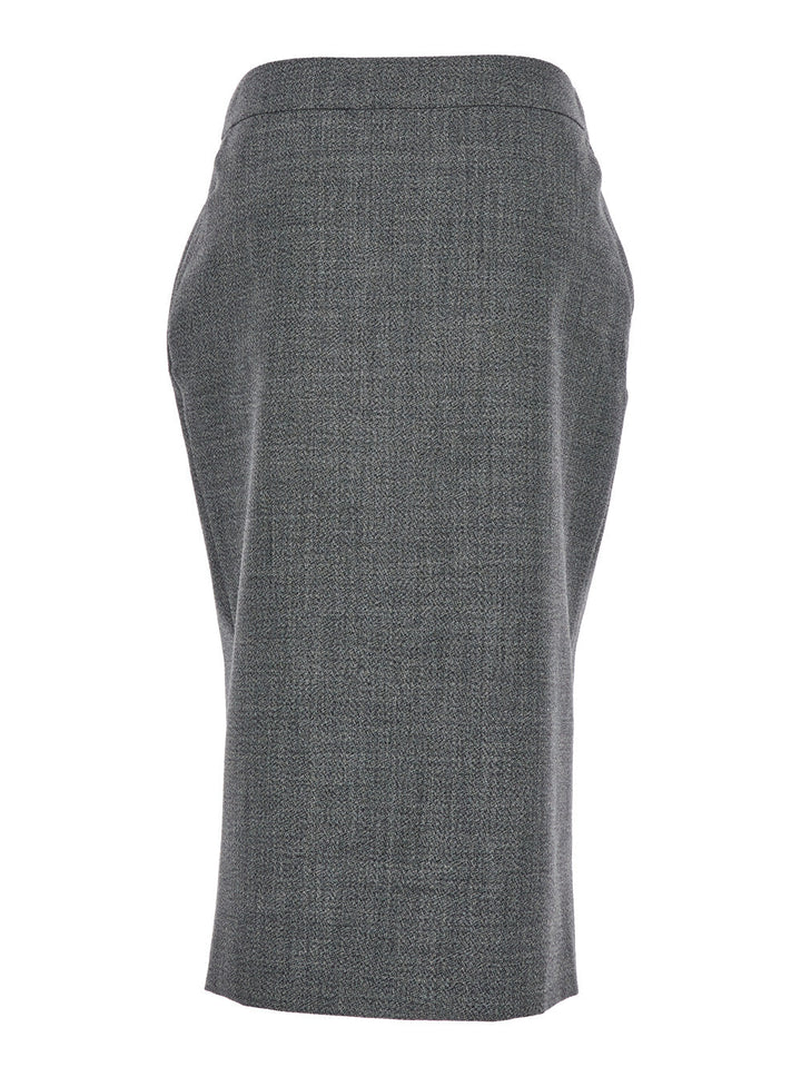 Alexander Mcqueen Women Grey Skirt With Button Closure In Wool Woman