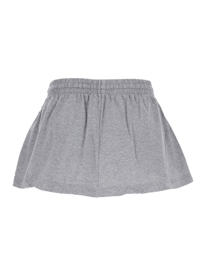 Balenciaga Women Grey Miniskirt With Logo Embroidery On The Front And Elastic Drawstring Waist In Cotton Woman