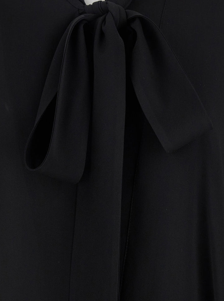 Balenciaga Women Black Blouse With Pussybow Collar And Asymmetric Design In Silk Woman