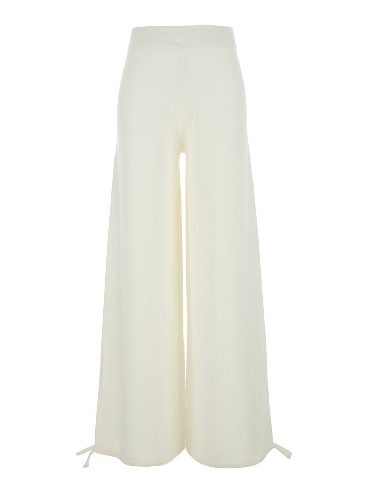 Max Mara Women 'Nigeria' White Pants With Elastic Waist And Wide Leg In Wool Woman