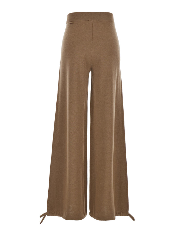 Max Mara Women 'Nigeria' Brown Pants With Elastic Waist And Wide Leg In Wool Woman