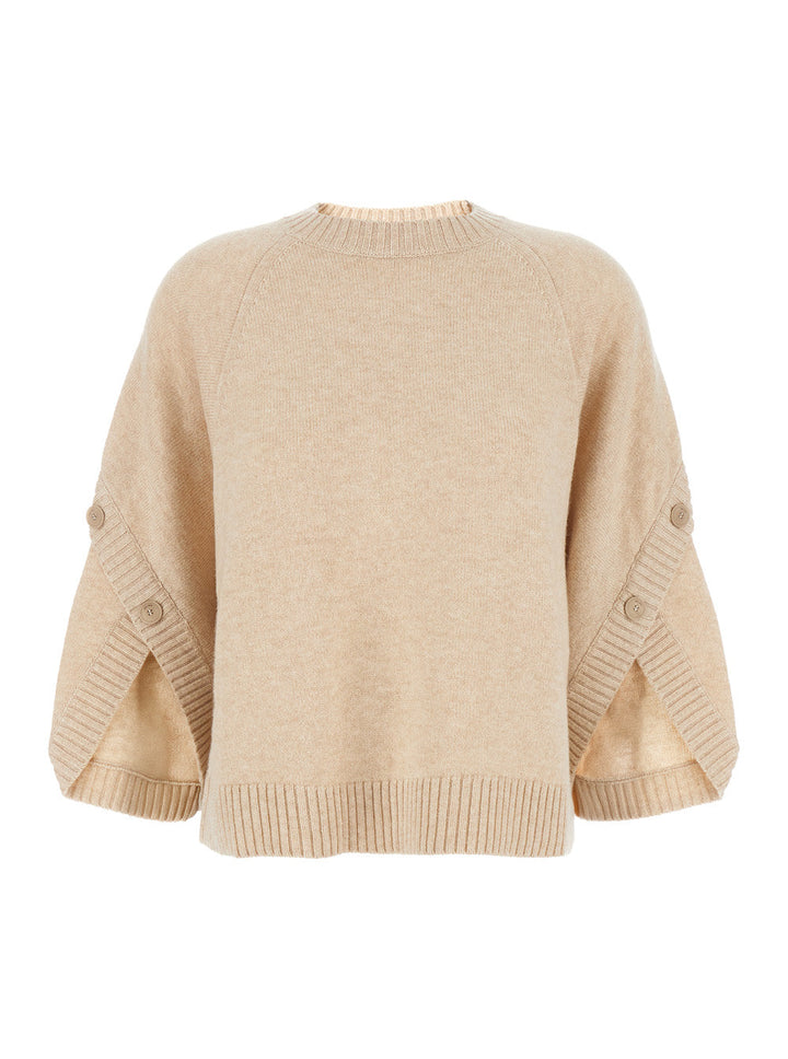 Max Mara Women 'Ampex' Beige Crewneck Sweater In Wool And Cashmere Woman