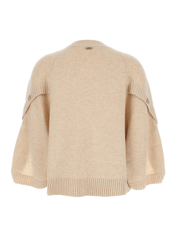 Max Mara Women 'Ampex' Beige Crewneck Sweater In Wool And Cashmere Woman