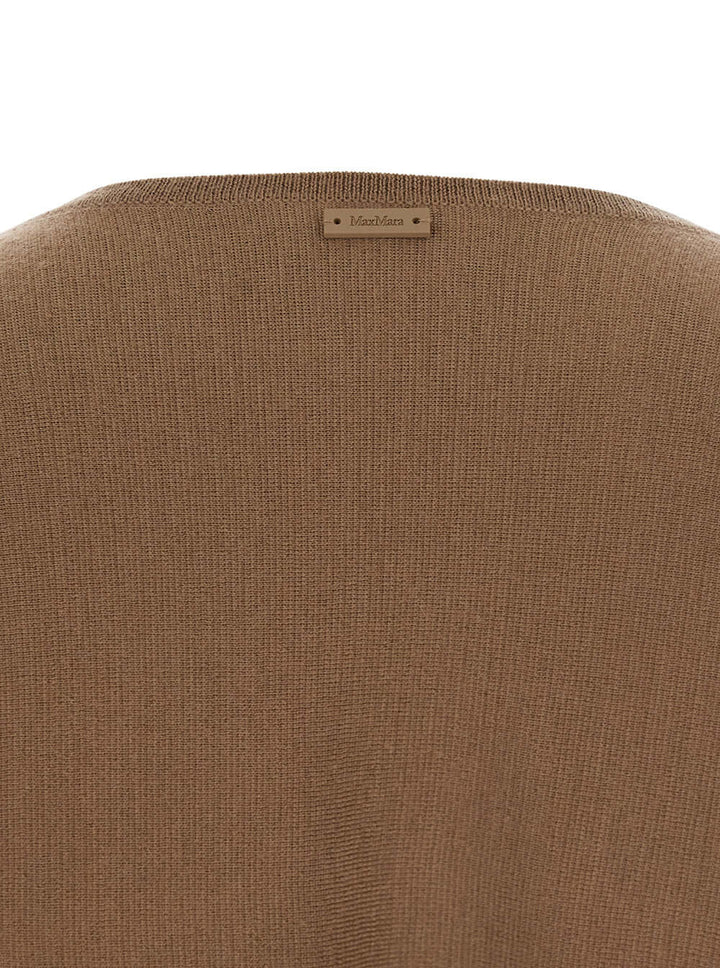 Max Mara Women 'Frais' Brown Crewneck Sweater With Cuffs With Ties In Wool Woman