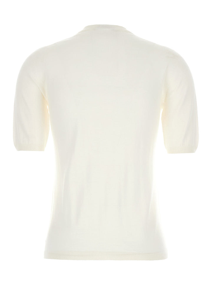 Max Mara Women 'Gerico' White Crewneck Sweater With Short Sleeves In Wool Woman