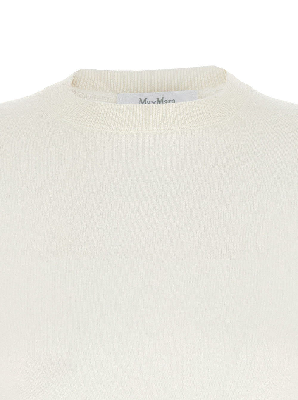Max Mara Women 'Gerico' White Crewneck Sweater With Short Sleeves In Wool Woman
