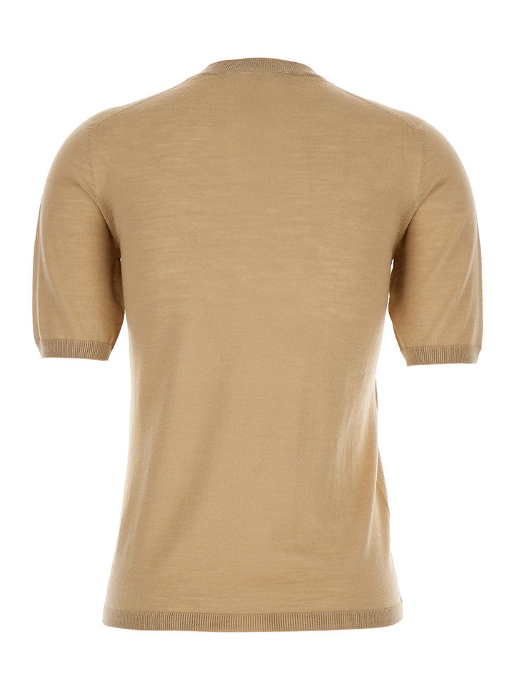 Max Mara Women 'Gerico' Beige Crewneck Sweater With Short Sleeves In Wool Woman