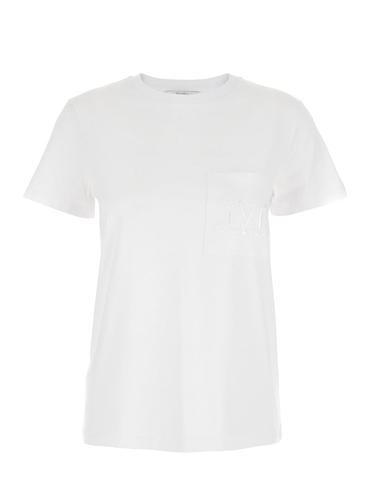Max Mara Women 'Papaia' White Crewneck T-Shirt With Tonal Logo Embroidery On The Front In Cotton Woman