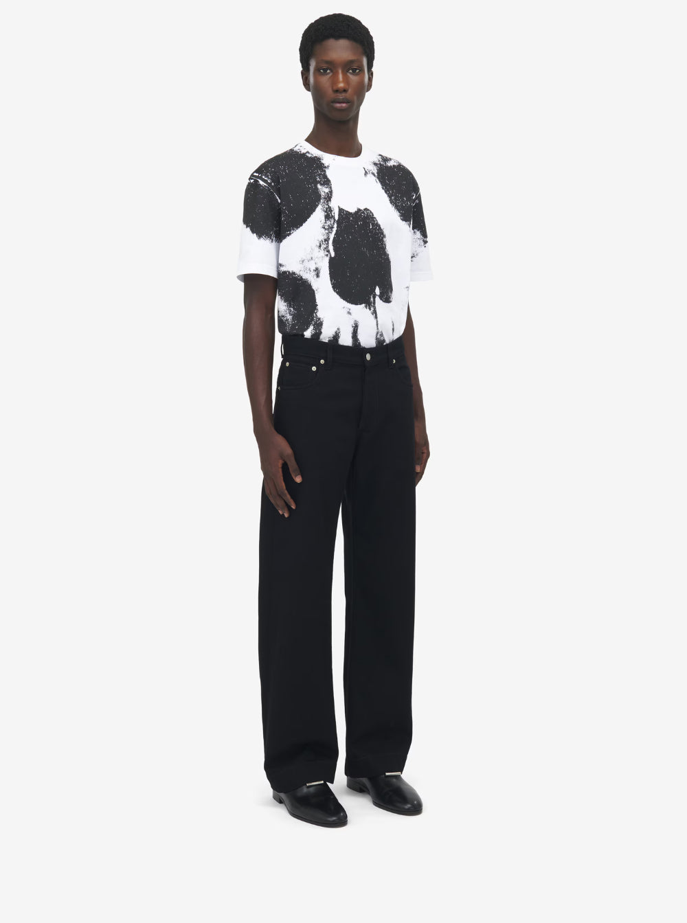 Alexander Mcqueen Men Black Jeans With Belt Loops And Logo Patch On The Rear In Denim Man