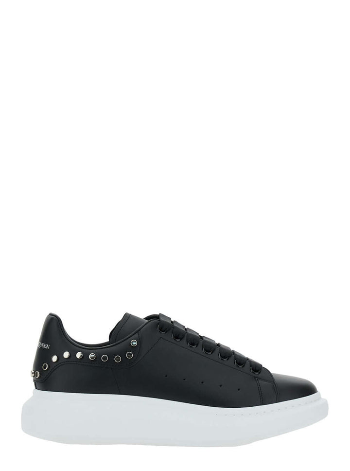 Alexander Mcqueen Men Black Low Top Sneakers With Stud Embellishments In Leather Man
