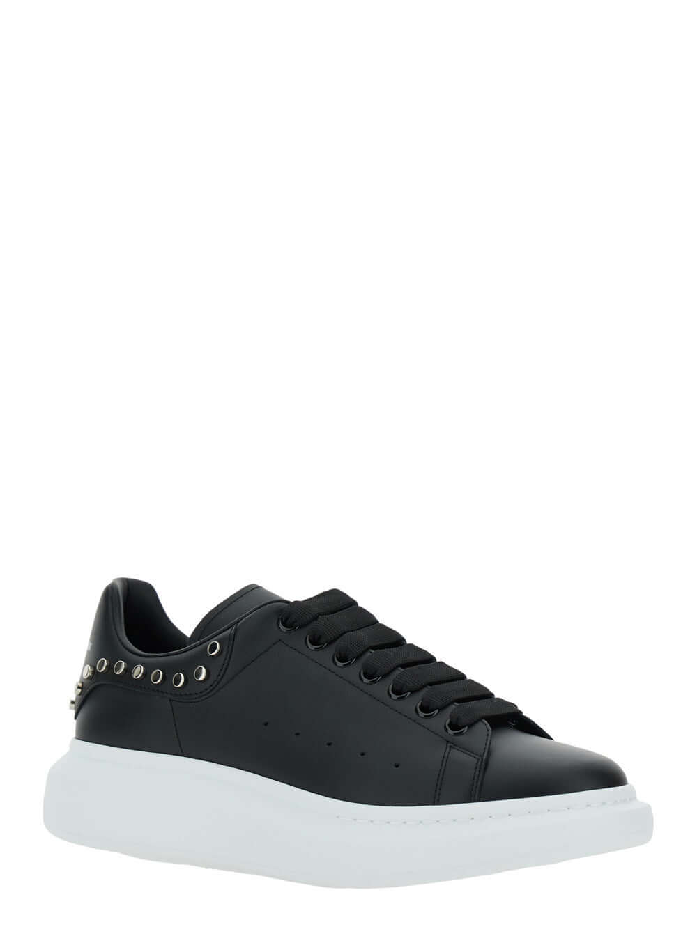 Alexander Mcqueen Men Black Low Top Sneakers With Stud Embellishments In Leather Man