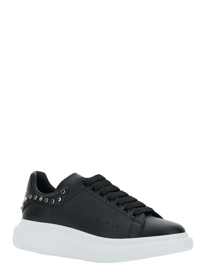 Alexander Mcqueen Men Black Low Top Sneakers With Stud Embellishments In Leather Man