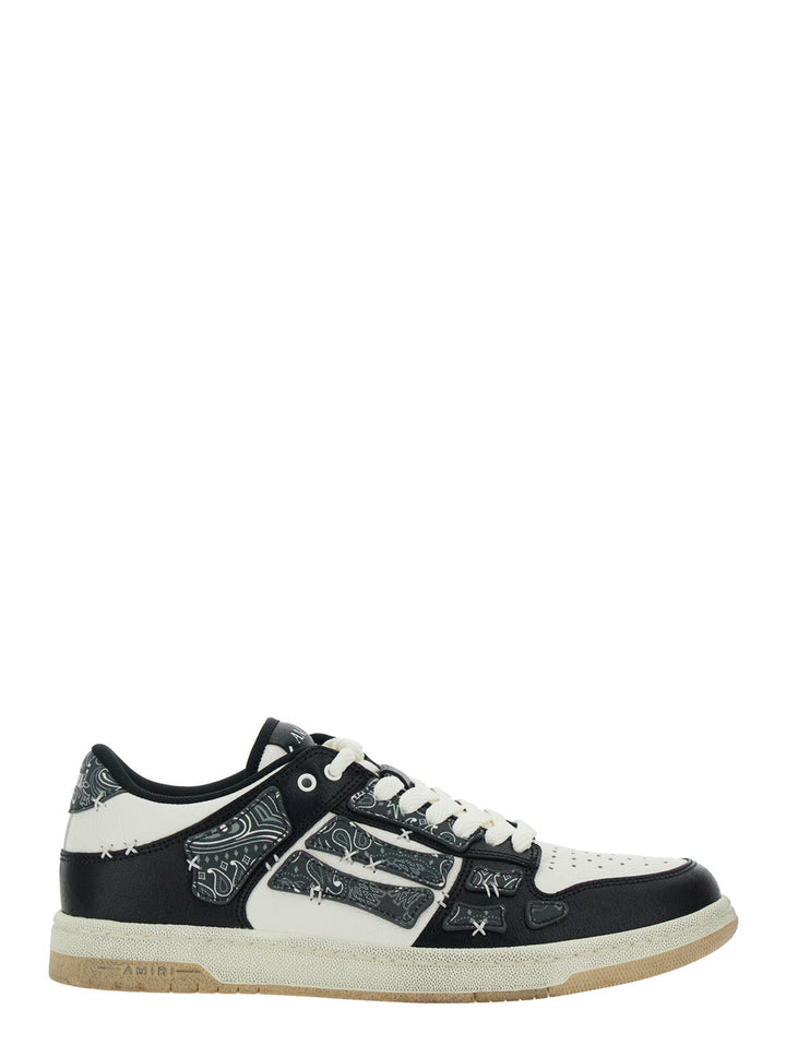 Amiri Men 'Skel Top' Black Low Top Sneakers With Logo Patch On The Tongue And Logo Lettering On The Heel In Leather Man