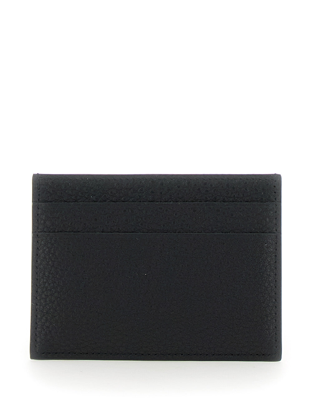 Balenciaga Men Black Card Holder With Logo Lettering On The Front In Grained Leather Man