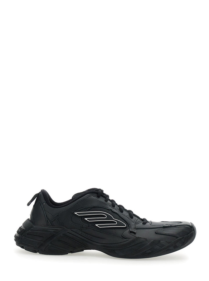 Balenciaga Men 'Monday' Black Low Top Sneakers With Logo Detail And Embossed Size On The Rear In Leather And Fabric Man
