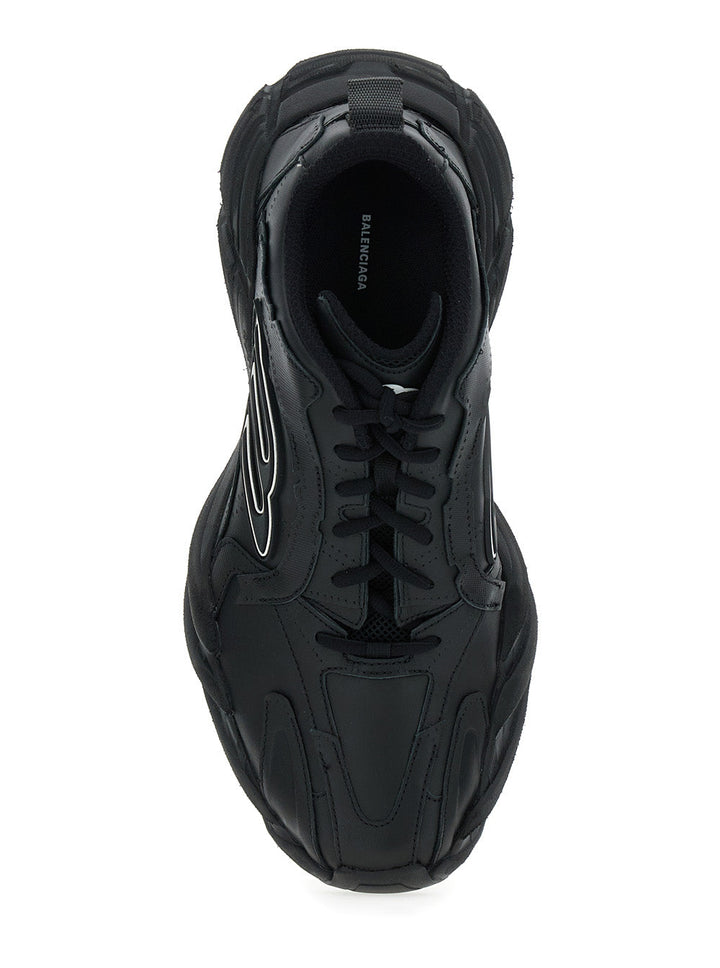 Balenciaga Men 'Monday' Black Low Top Sneakers With Logo Detail And Embossed Size On The Rear In Leather And Fabric Man