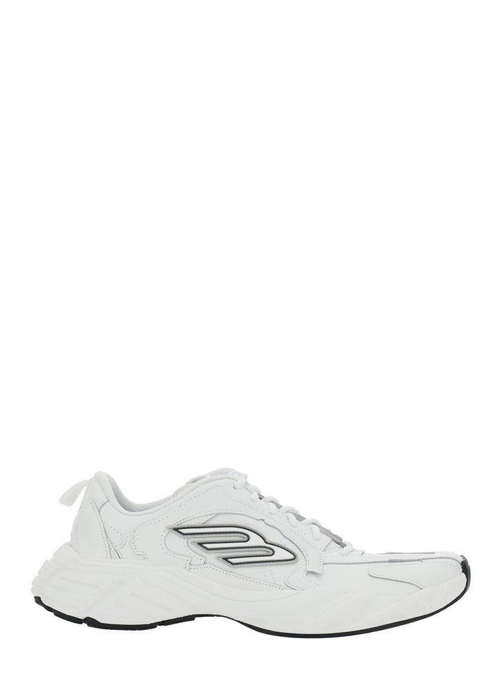 Balenciaga Men 'Monday' White Low Top Sneakers With Logo Detail And Embossed Size On The Rear In Leather And Fabric Man